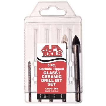 5 PC SPEAR POINTED GLASS DRILL SET